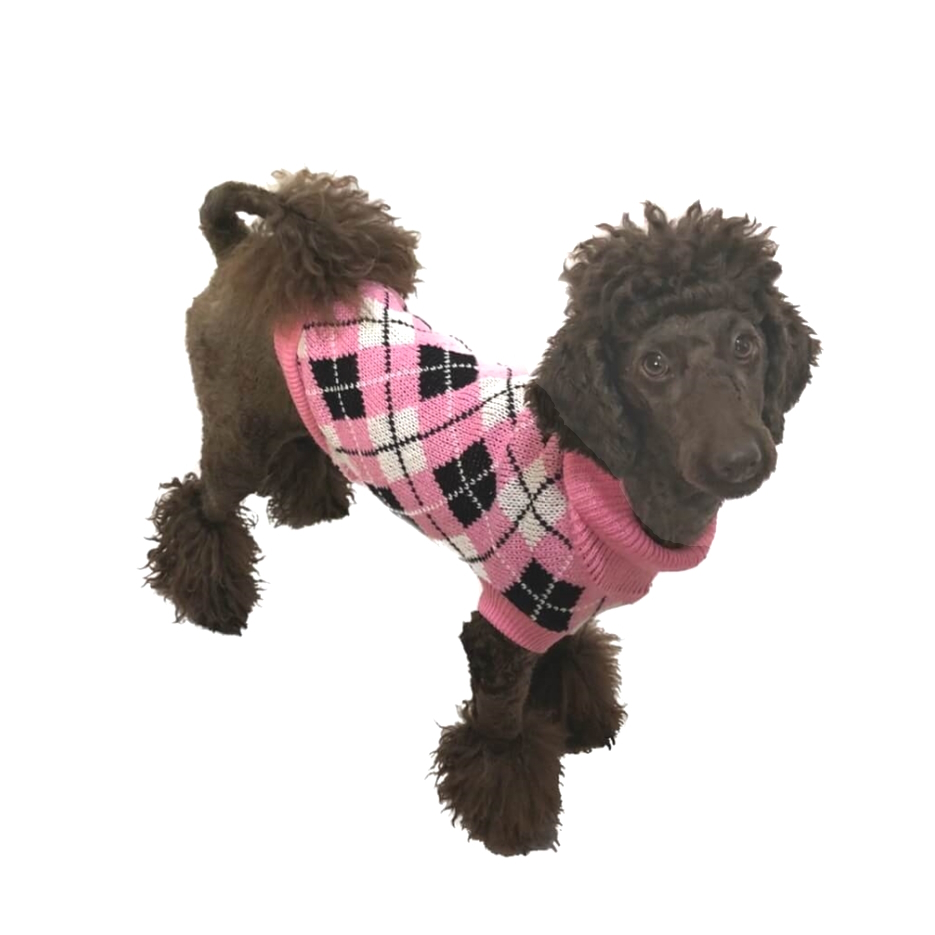 Dog Sweater Pink Plaid XXS XS S M L - Coat Puppy Pet Clothes Jumper ...