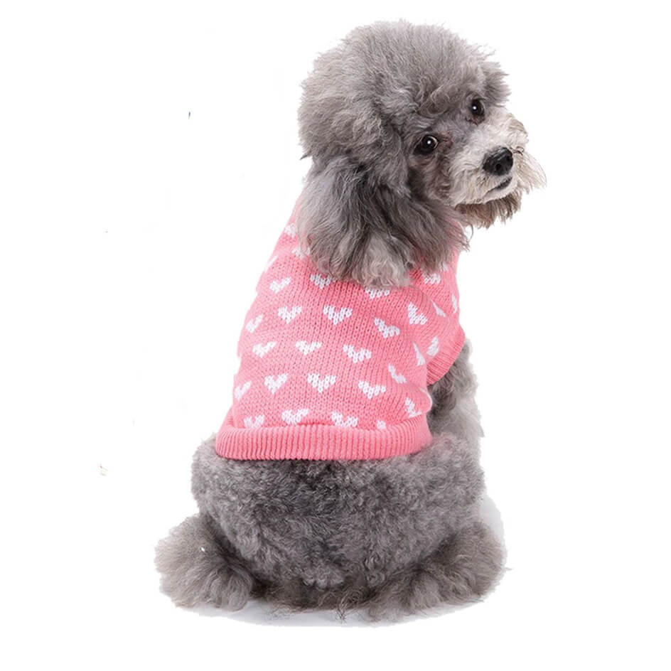 Dog Sweater Pink Hearts XXS XS S M L Puppy Coat Clothes Jacket Jumper ...