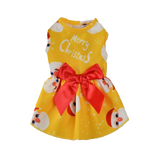 Dog Dress Yellow Xmas Festive Print Red Bow