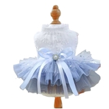 Dog Formal Dress White with Blue Tulle Skirt
