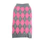 Large Dog Sweater Pink Argyle Knit
