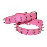 Dog Collar Studded Hot Pink 3cm Wide