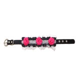 Dog Collar Black Lace Roses and Rhinestones
