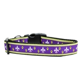 Dog Collar Webbed Purple Fleur De Lis