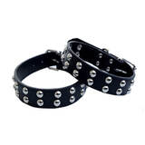 Dog Collar Black  Flat Studs  3cm  