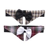 Dog Bow Tie Collar Brown or Red Check