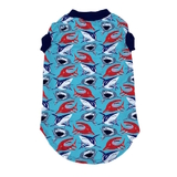 Large Dog T Shirt Blue Swiming Sharks 