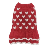 Dog Dress Knitted Red Hearts