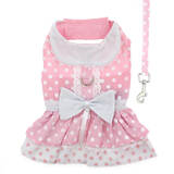 Dog Dress Pink Polka Dots with Matching Lead