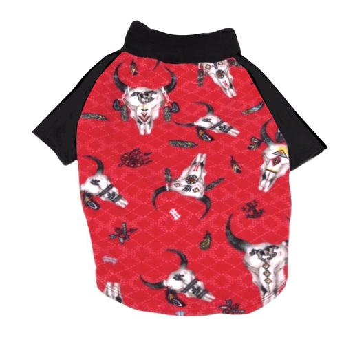Large Dog Sweater Fleece Red Cow Skull