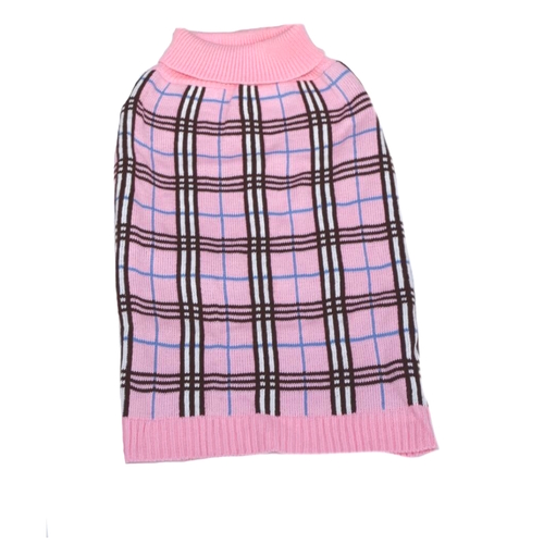Large Dog Sweater Pink Check
