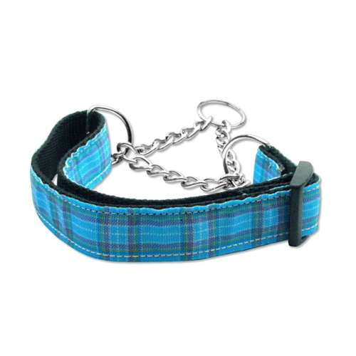 Martingale Dog Collar Check Blue