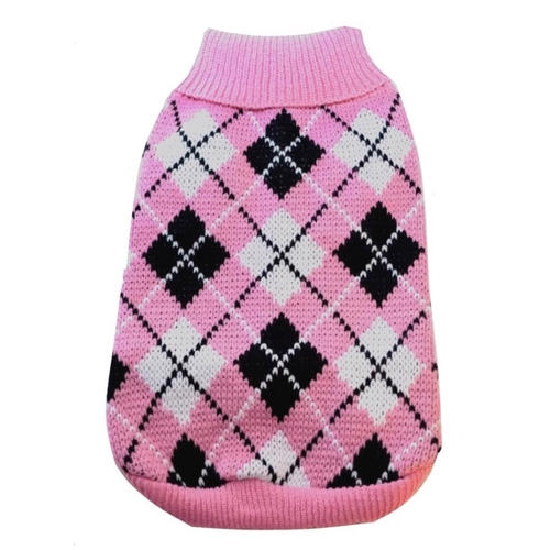 Dog Sweater Pink Plaid 