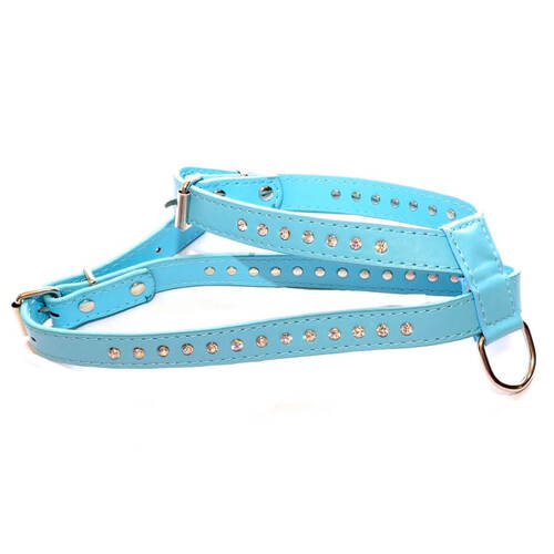 Dog Harness Blue Rhinestone