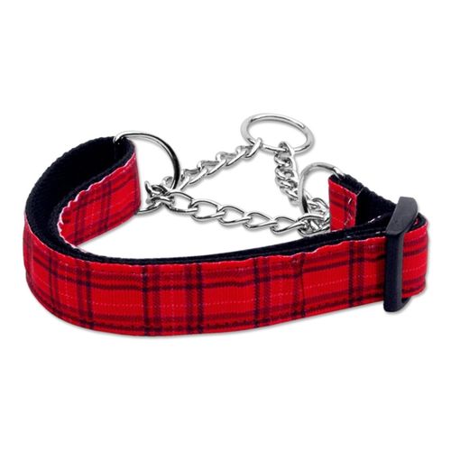 Dog Collar Martingale Check Red