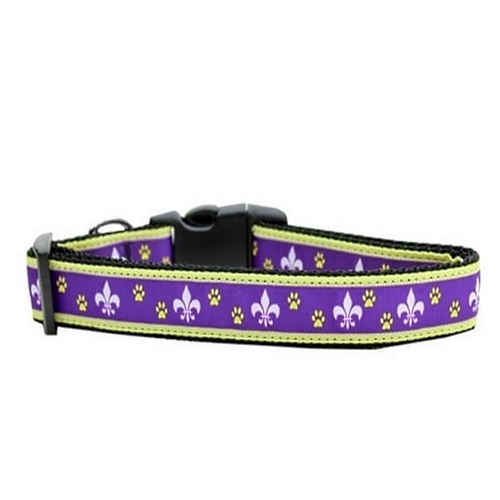 Dog Collar Polypropylene Webbing Purple Fleur De Lis