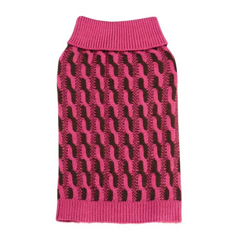Dog Sweater Pink Cable Twist