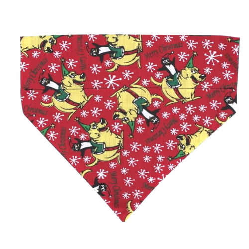 Christmas Dog Collar Bandana Red Penguins