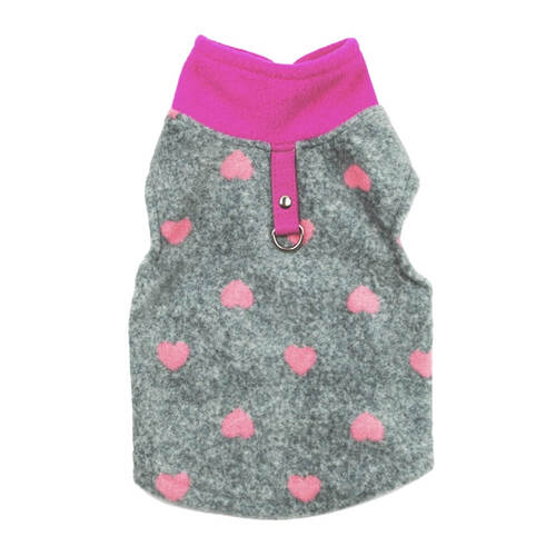 Dog Sweater Fleece Pink Hearts