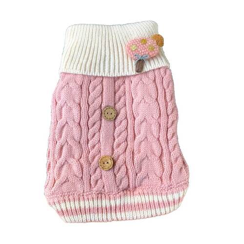 Dog Sweater Cable Knit Pink