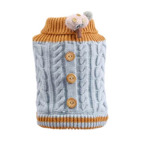 Dog Sweater Cable Knit Blue