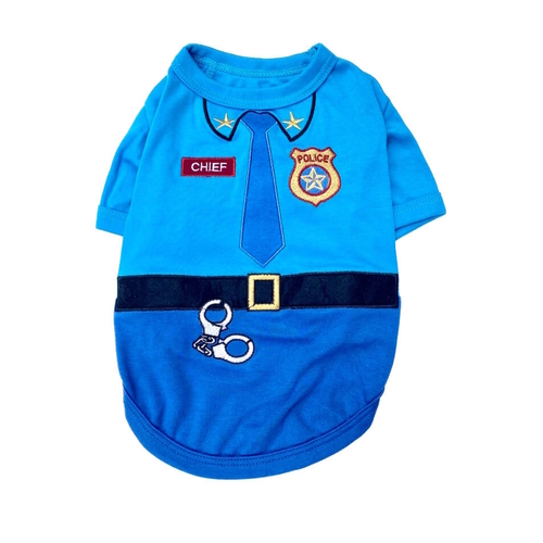Dog T Shirt Blue Police Chief