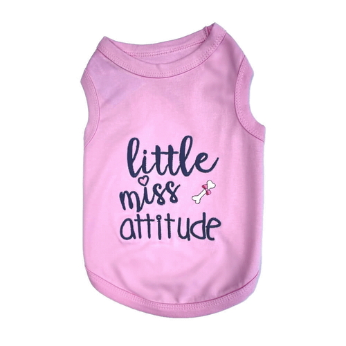 Dog T Shirt Pink Little Miss Attitude